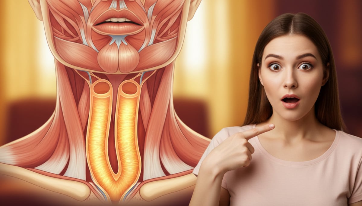 Schéma de la gorge humaine avec deux tuyaux distincts