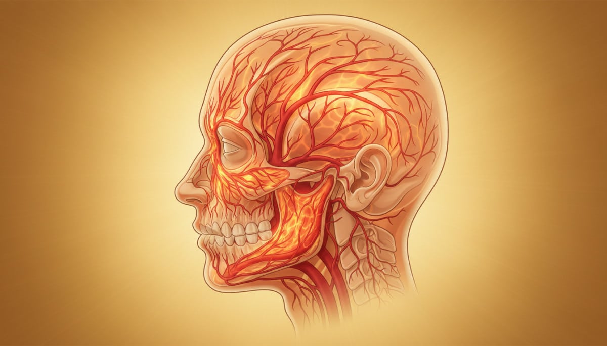 Schéma des vaisseaux sanguins du visage lors du rougissement