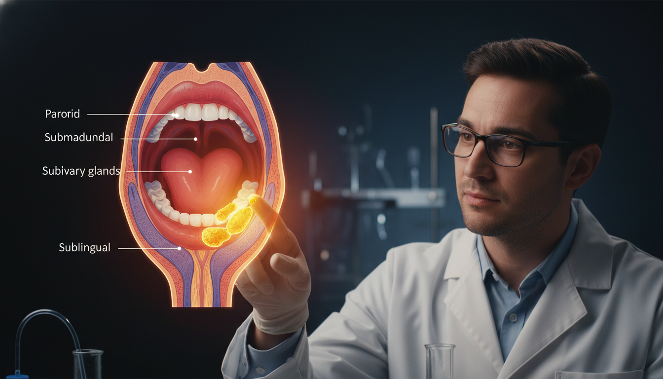 Schéma glandes salivaires gorge illustration scientifique