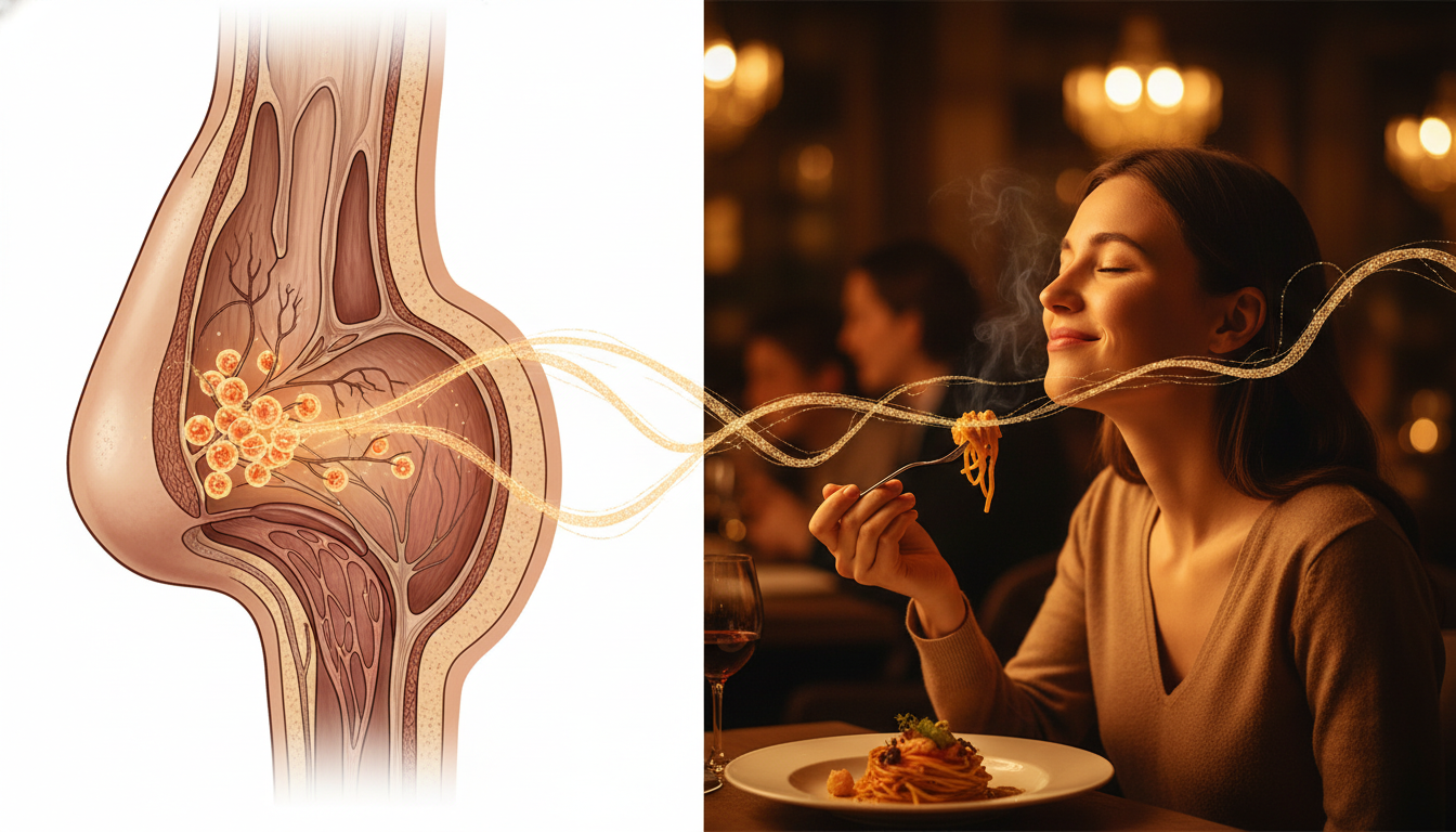 Schéma odorat et goût fusionnés dans le cerveau