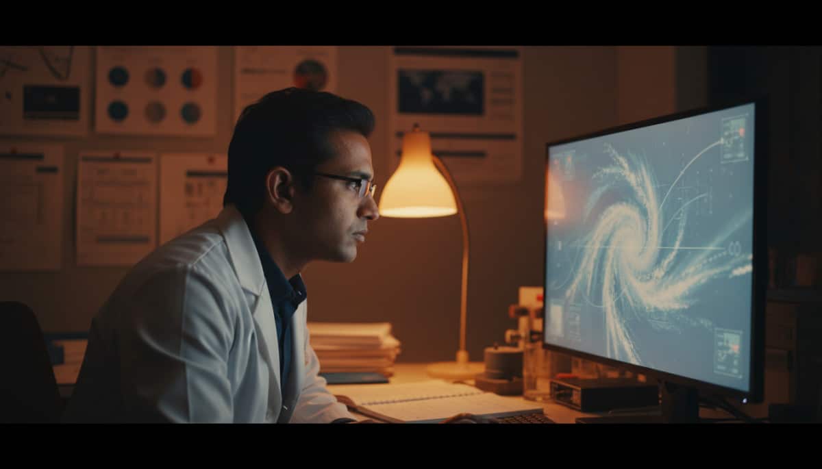 Scientifique analysant des données atmosphériques