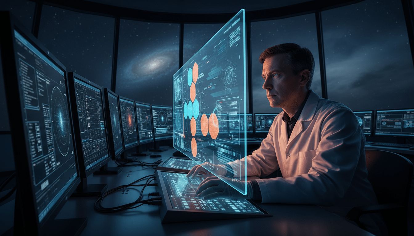 Scientifique réglant un système d'optique adaptative