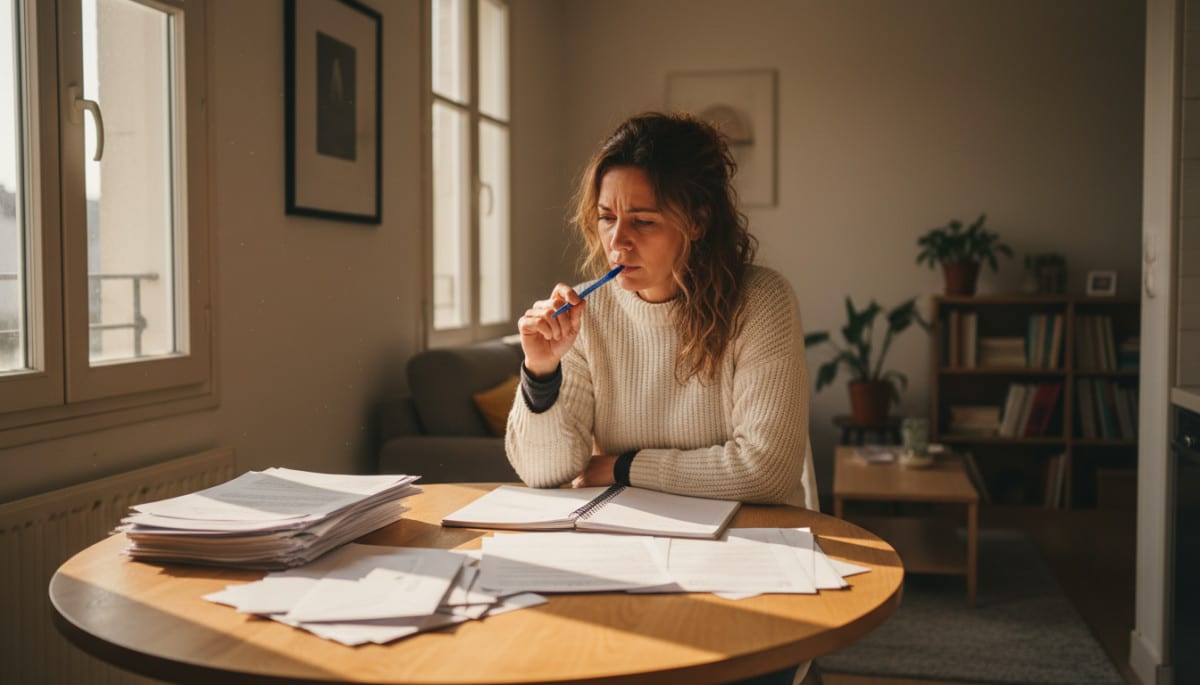 Secrétaire médicale calcule son budget mensuel à la maison