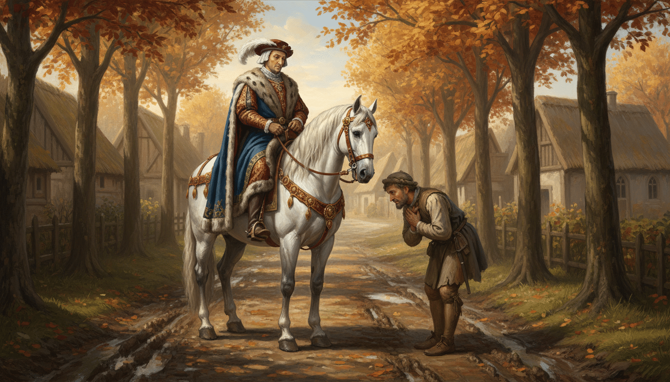 Seigneur médiéval face à un paysan, hiérarchie sociale