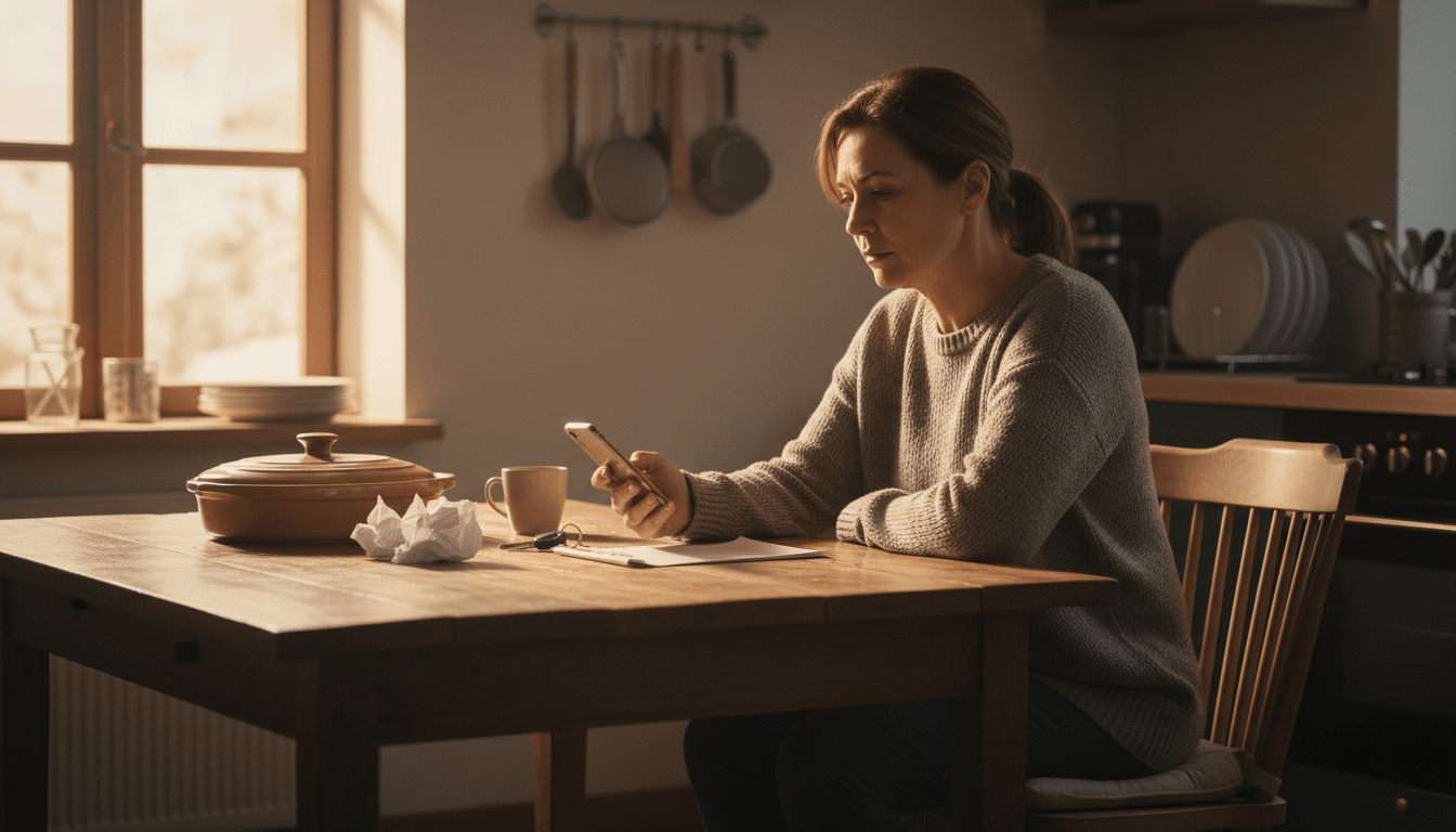 Femme seule à une table malgré une vie active