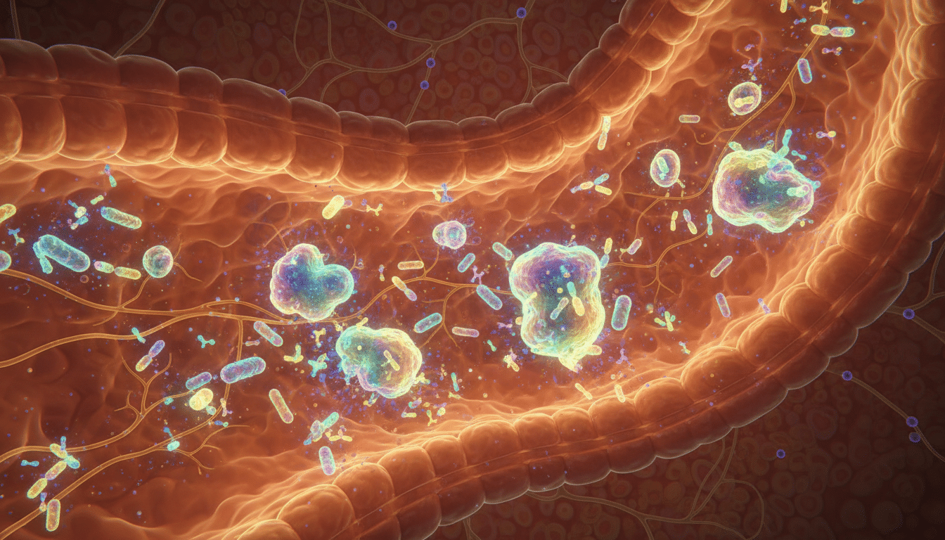 Illustration de bactéries bénéfiques dans l'intestin