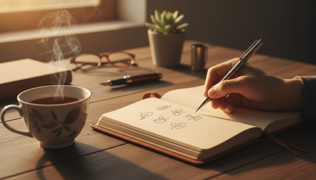 Carnet ouvert sur un bureau pour un exercice de gratitude