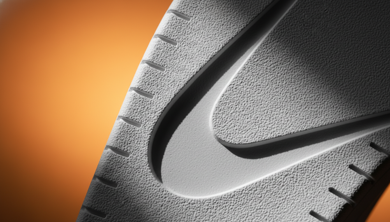 Semelle de basket blanche avec virgule emblématique