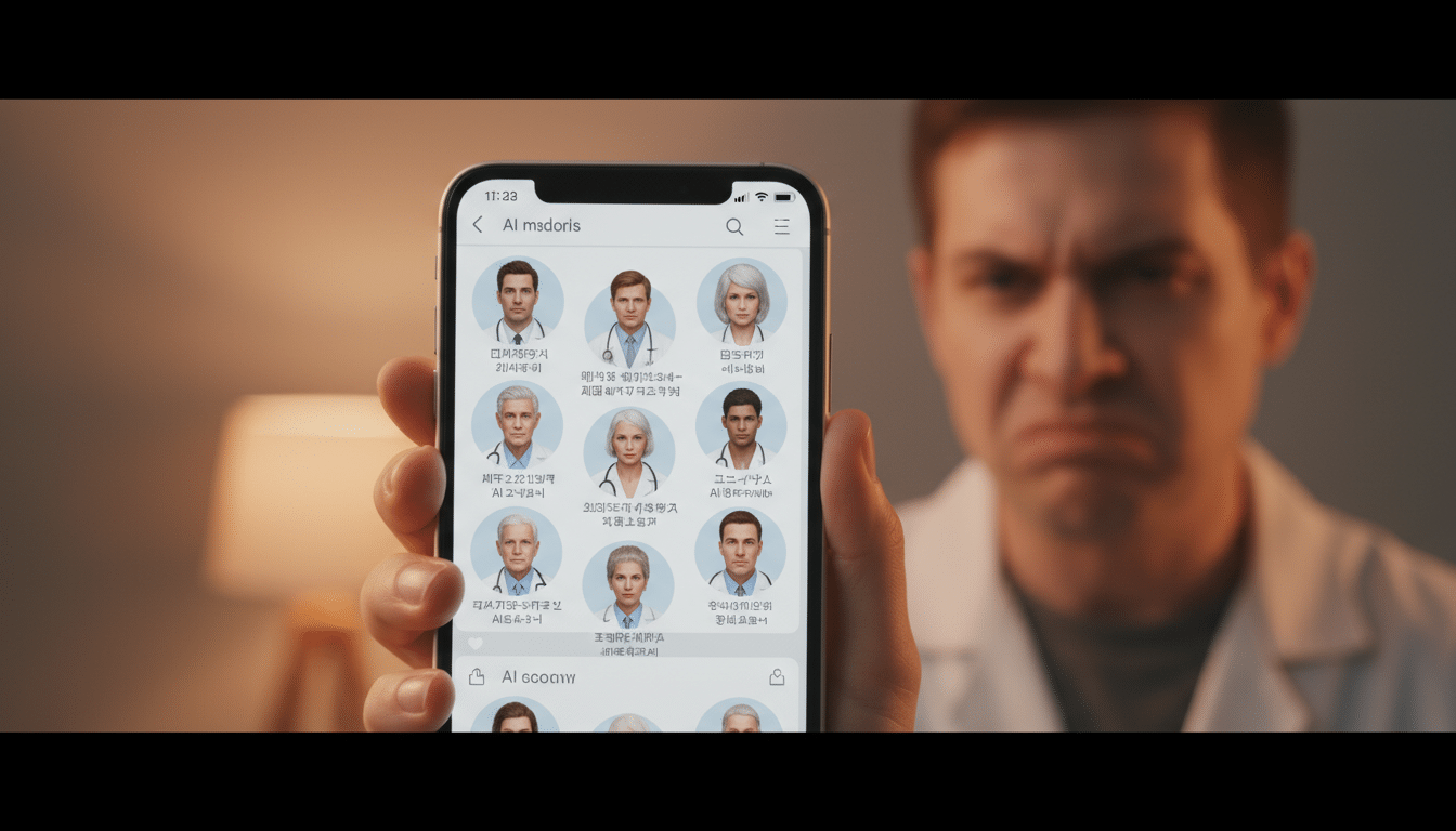 Faux profils de médecins générés par IA sur smartphone