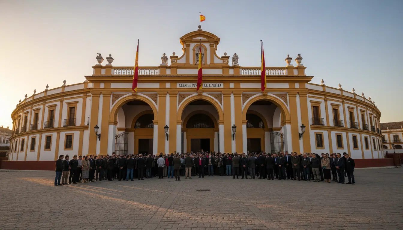 Façade de la Maestranza de Séville au coucher du soleil