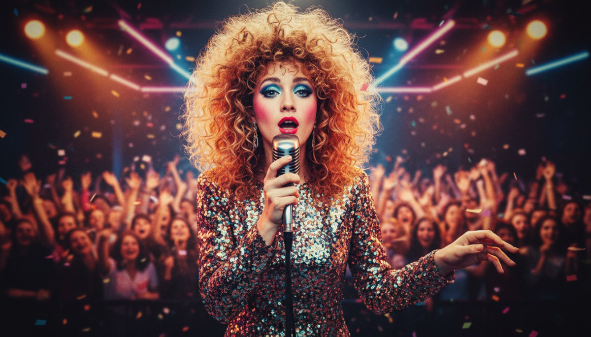 Sheena Easton sur scène lors d'un concert pop années 80