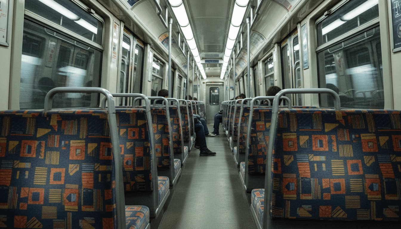 Sièges à motifs géométriques dans le métro parisien