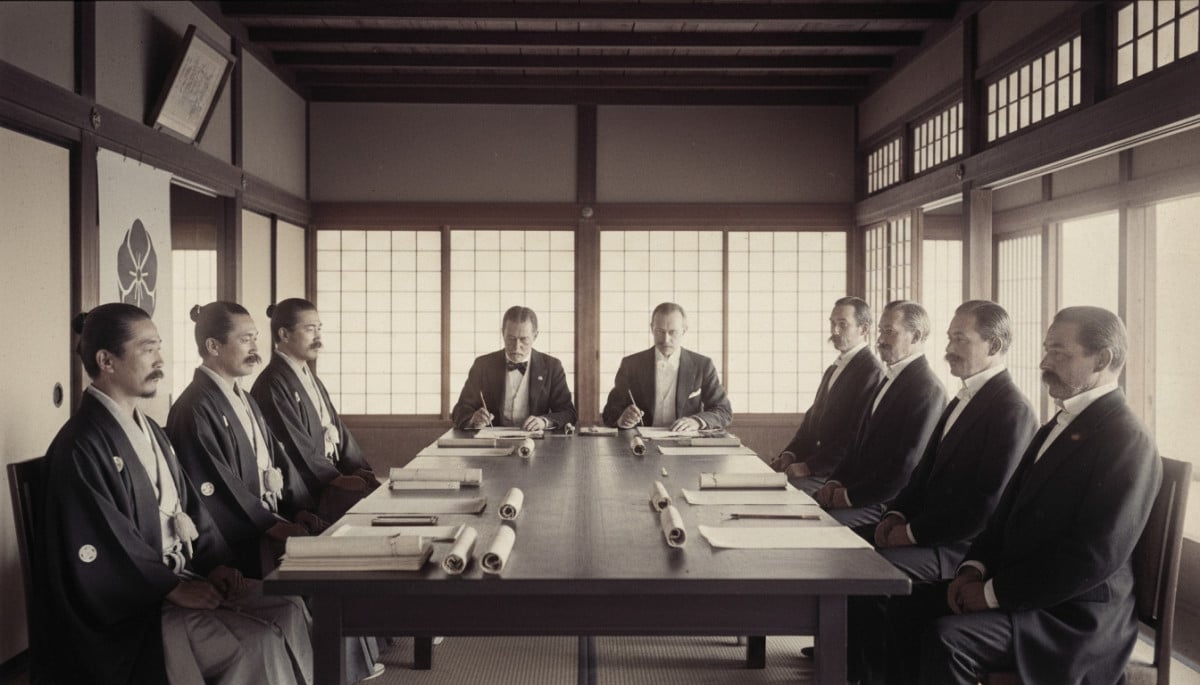 Signature du traité de Shimonoseki entre Chine et Japon