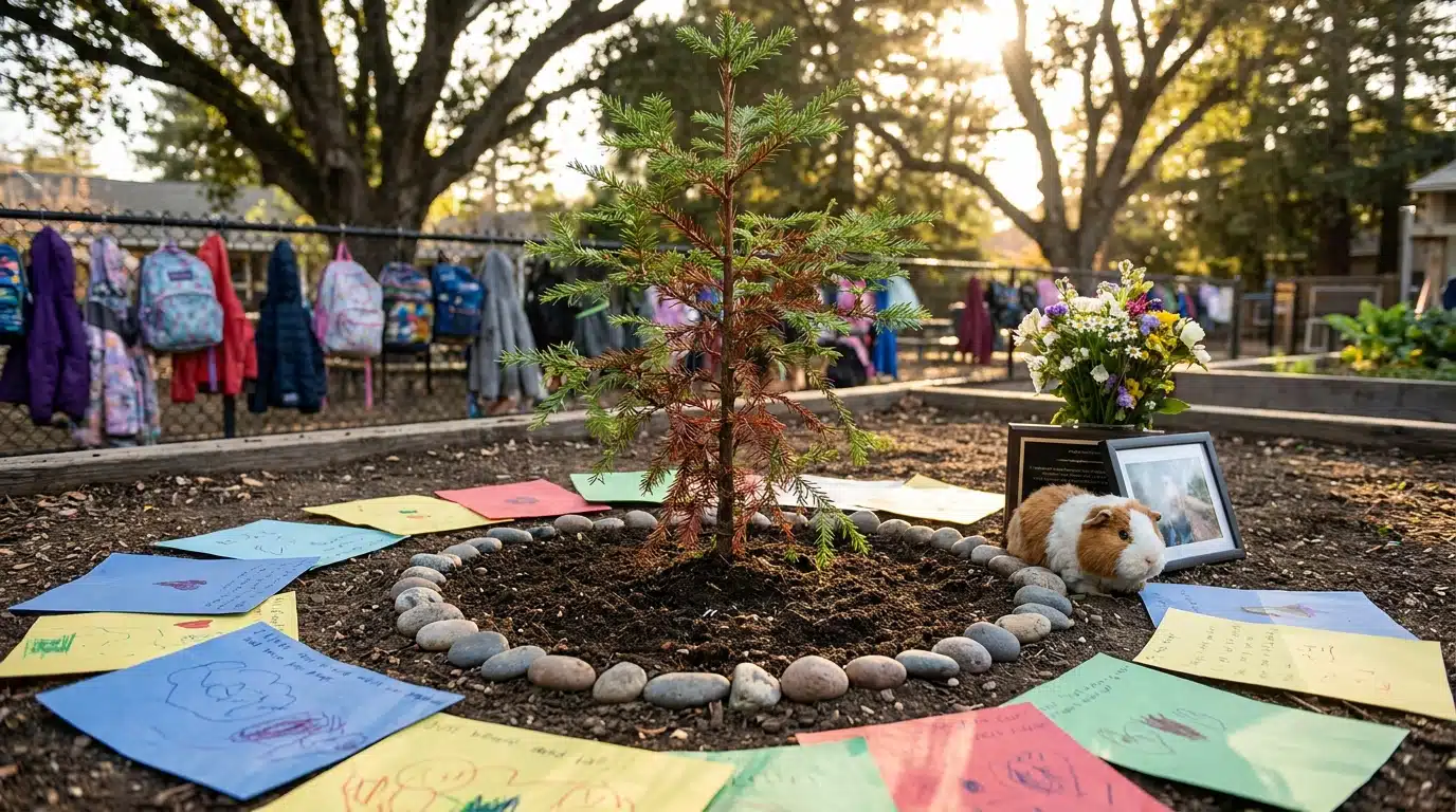 Hommage scolaire avec jeune séquoia planté pour Callan