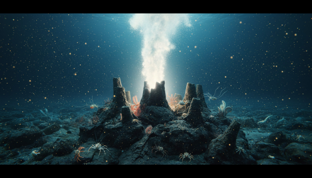 Source hydrothermale sous-marine au fond de l'océan