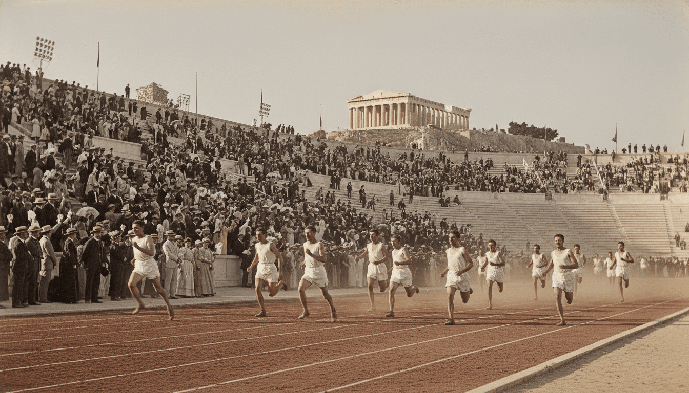 Stade d'Athènes lors des premiers Jeux olympiques modernes 1896