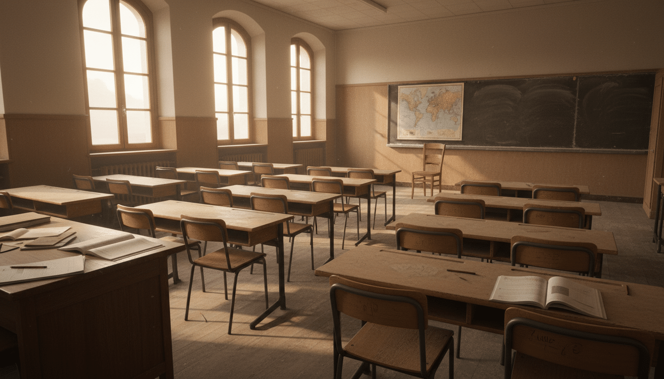 Salle de classe vide dans un collège français