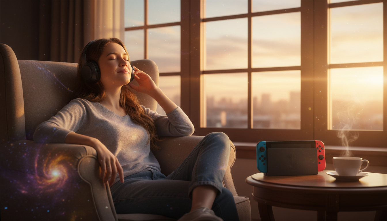 Joueur écoutant la bande-son de Super Mario Galaxy 2 au casque
