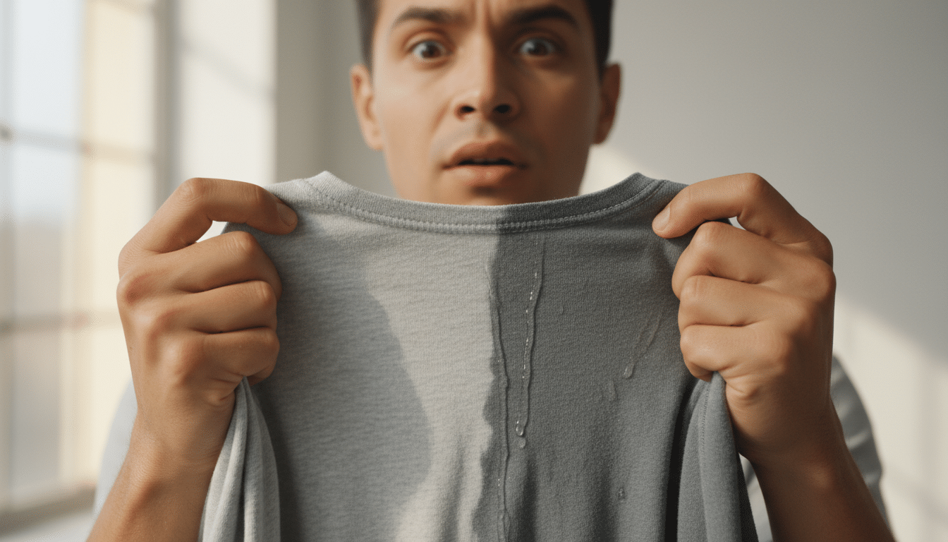 T-shirt moitié sec moitié mouillé couleur plus foncée