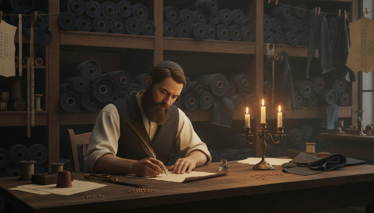 Tailleur Jacob Davis écrivant sa lettre à Levi Strauss