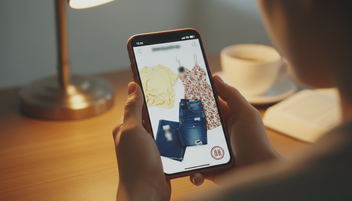 Panier d'achat en ligne avec articles bon marché sur smartphone