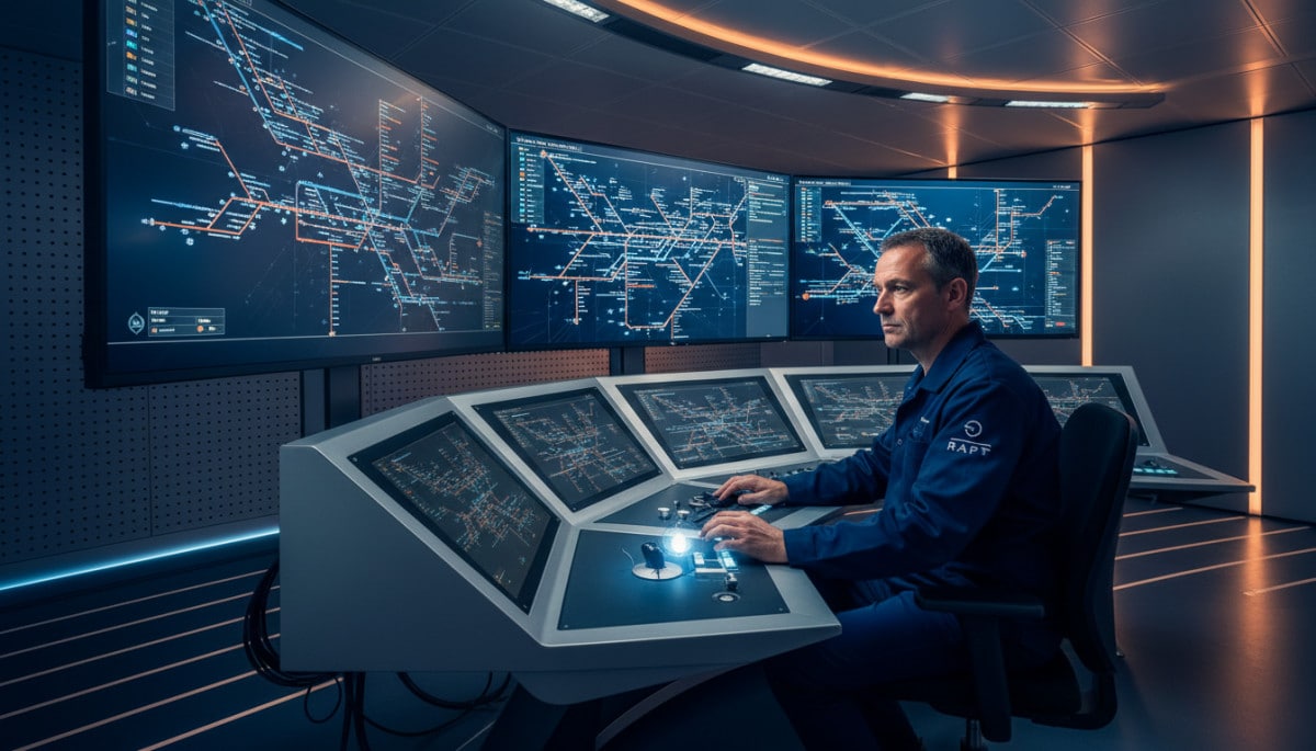 Technicien RATP devant un panneau de contrôle surveillant les lignes de Métro.