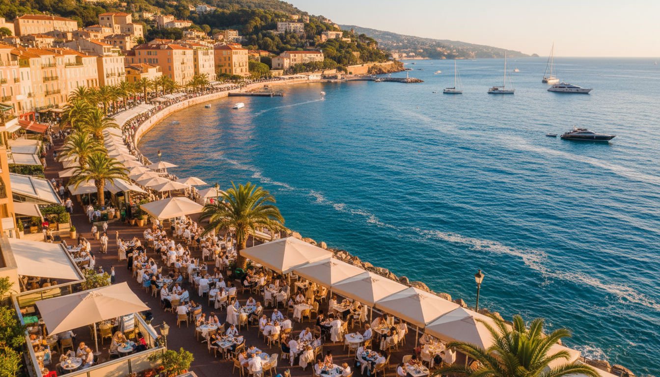 Terrasses ensoleillées sur la Côte d'Azur ce 12 avril