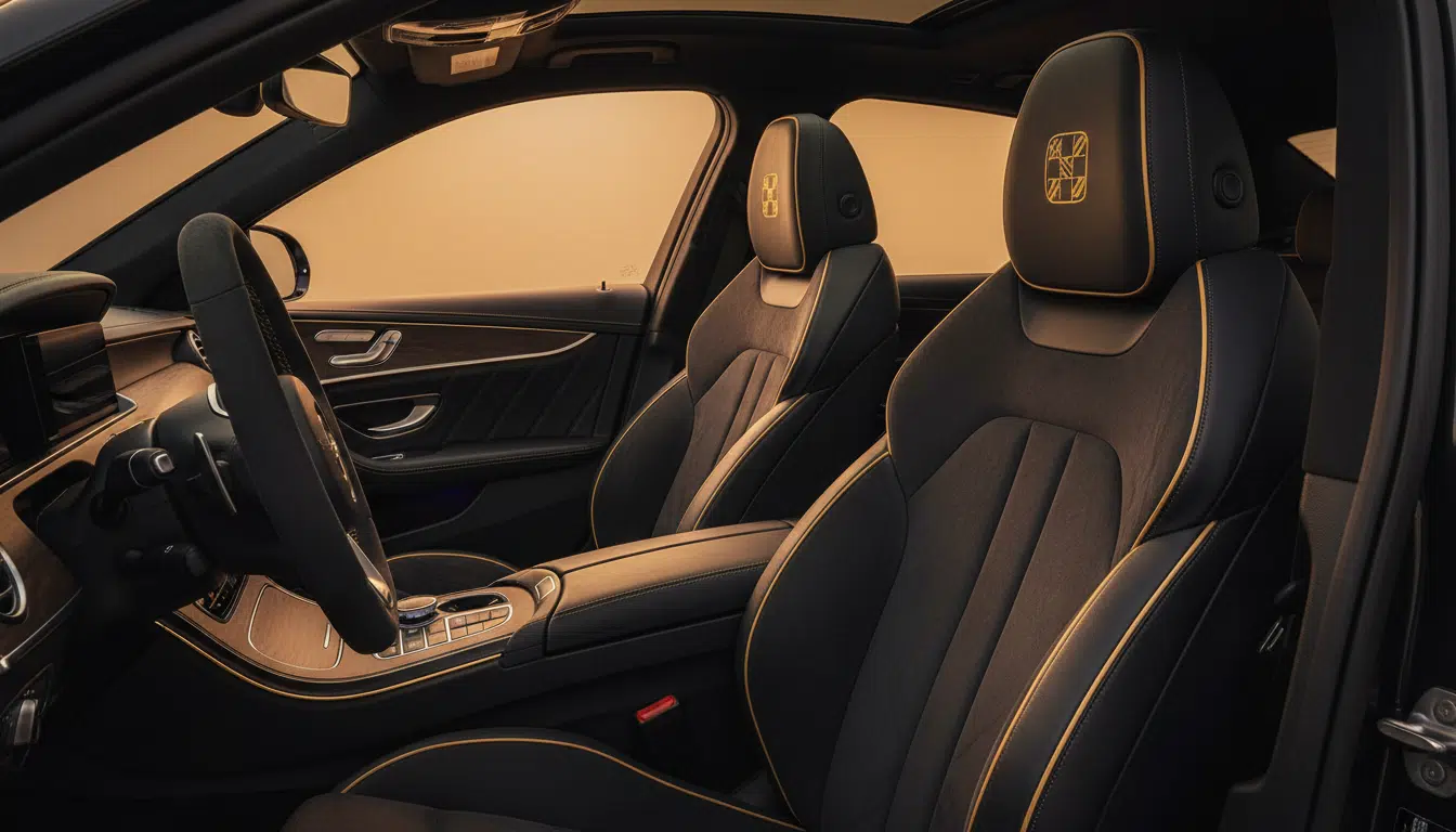 Intérieur Alcantara et finitions dorées de la Tesla Signature Edition