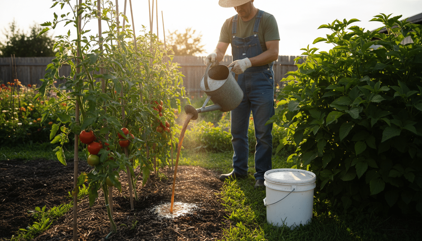 Arrosage des tomates avec un engrais liquide de poisson maison