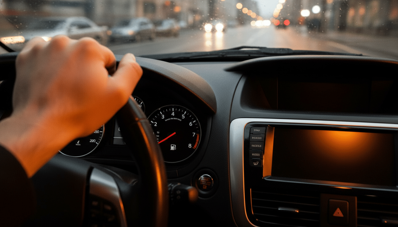 Jauge de carburant vide dans une voiture
