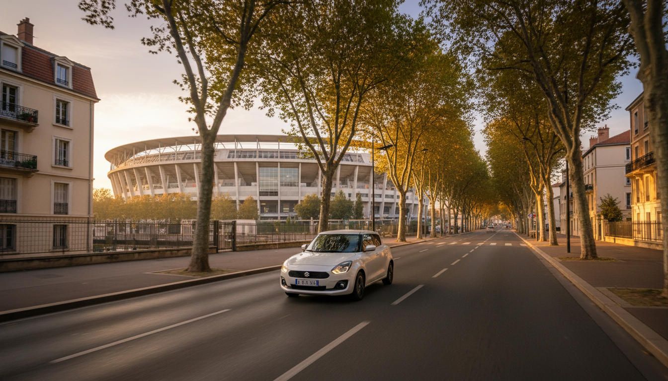 Suzuki Swift en fuite près du Stadium de Toulouse
