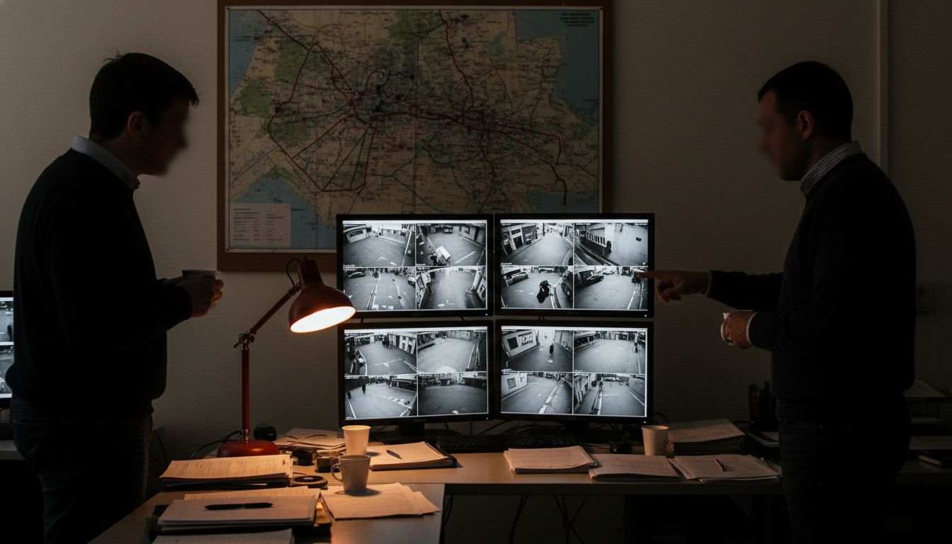 Enquêteurs analysant les caméras de surveillance à Toulouse