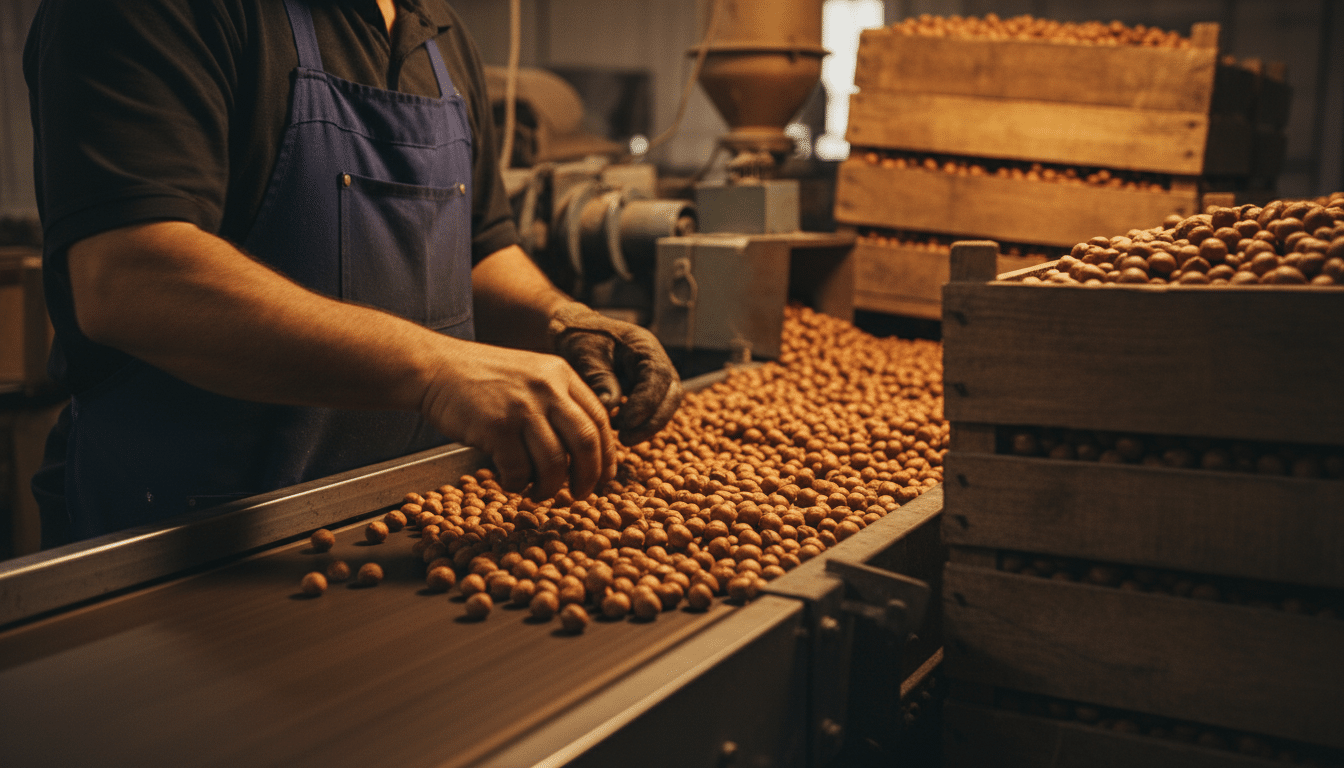 Tri de noisettes dans une usine industrielle en Turquie