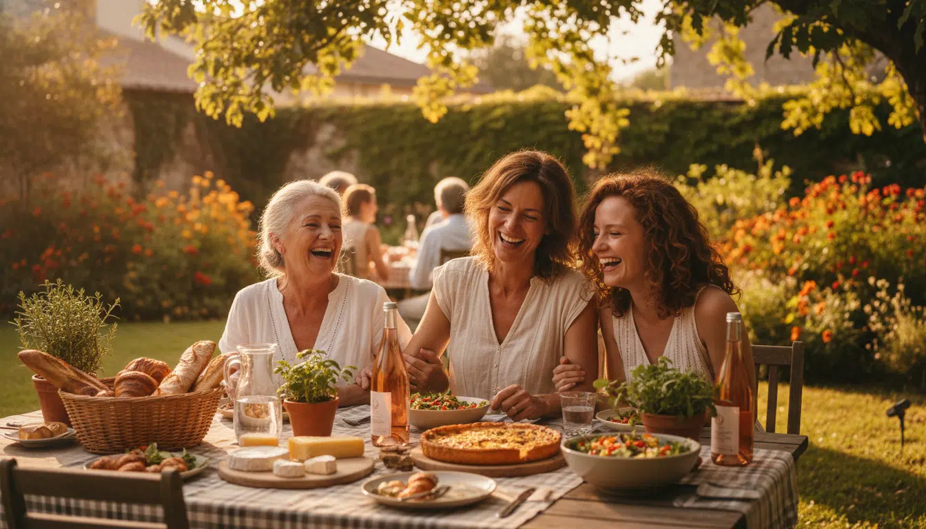 Trois générations de femmes françaises réunies en famille