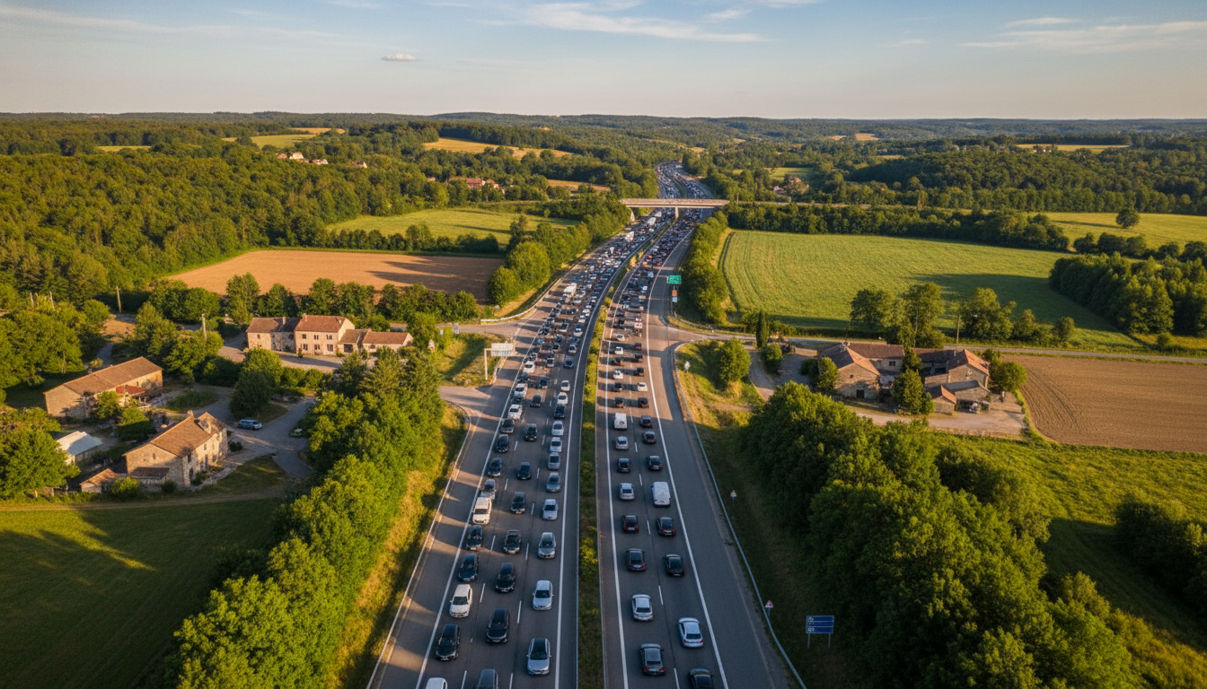 Embouteillage massif sur une autoroute française en mai