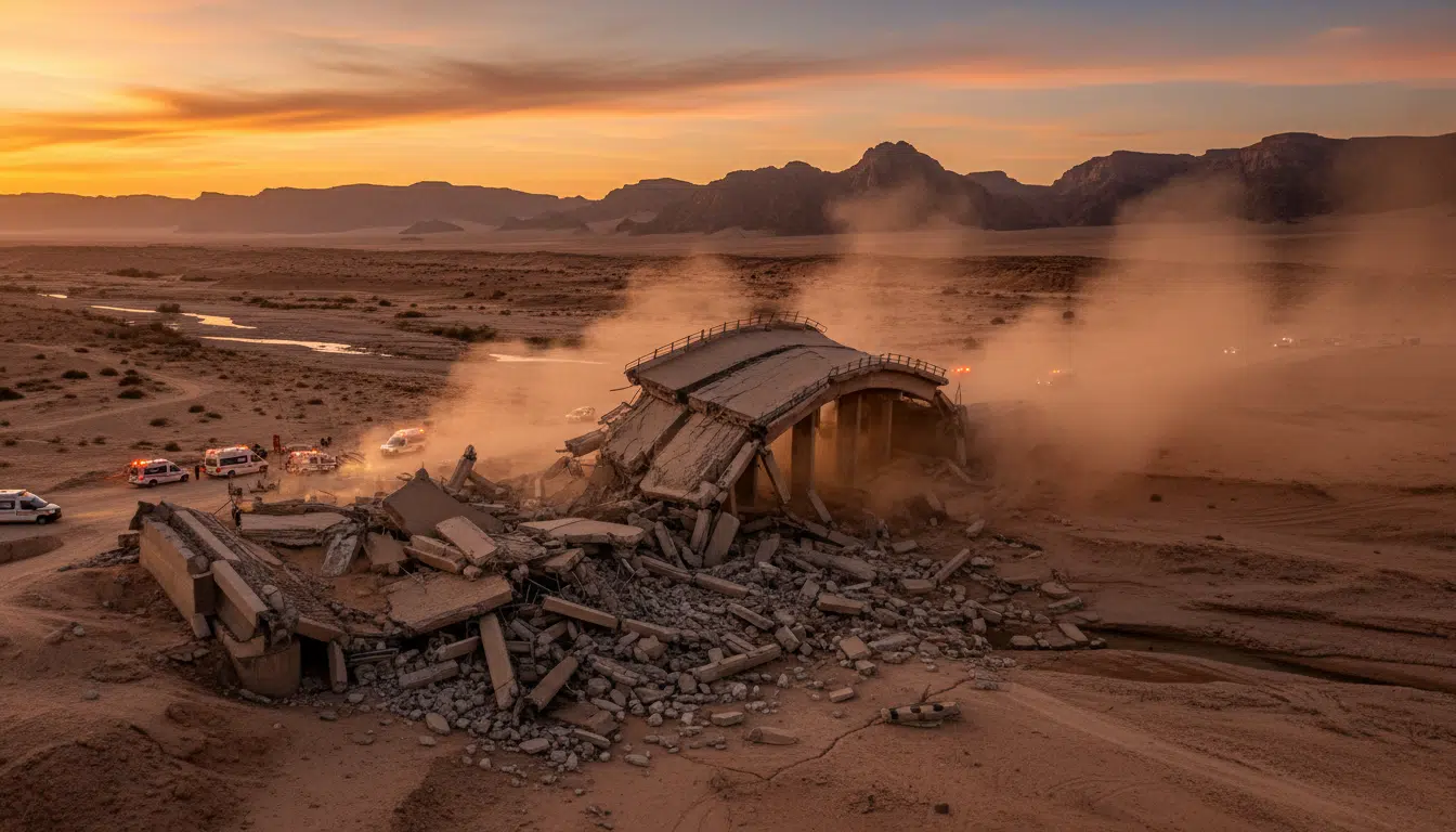 Pont détruit par des frappes en Iran