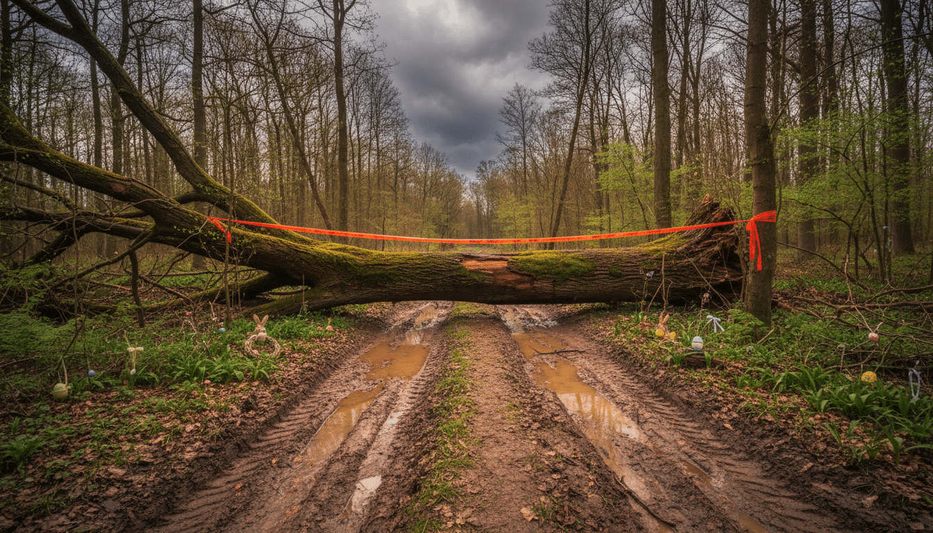Arbre tombé dans une forêt en Allemagne du Nord