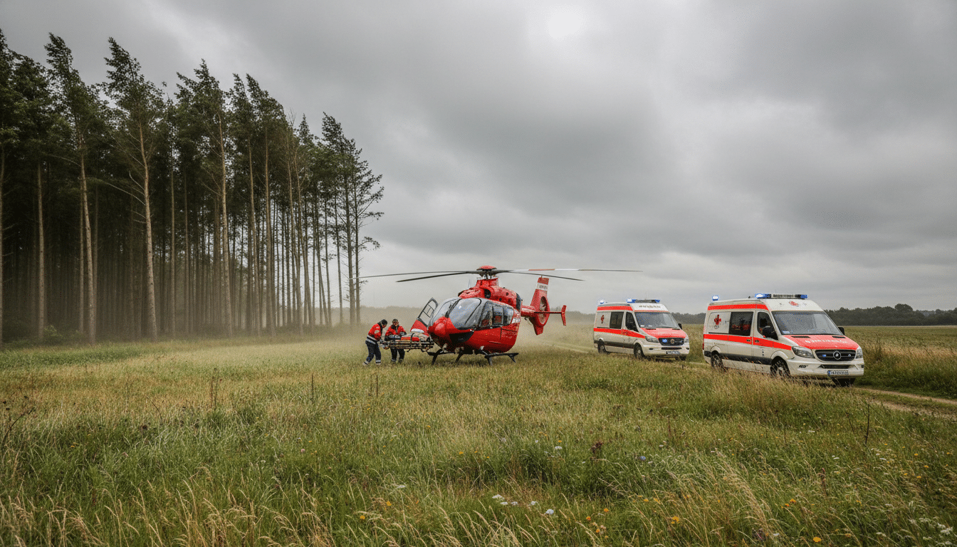 Hélicoptère de secours posé près du lieu du drame