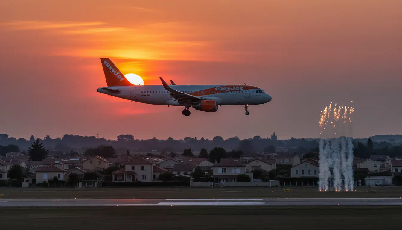 Avion EasyJet en approche à Orly avec fumée au sol
