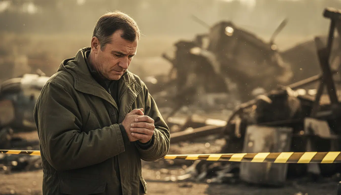 Soldat près du périmètre d'un site de crash en Crimée