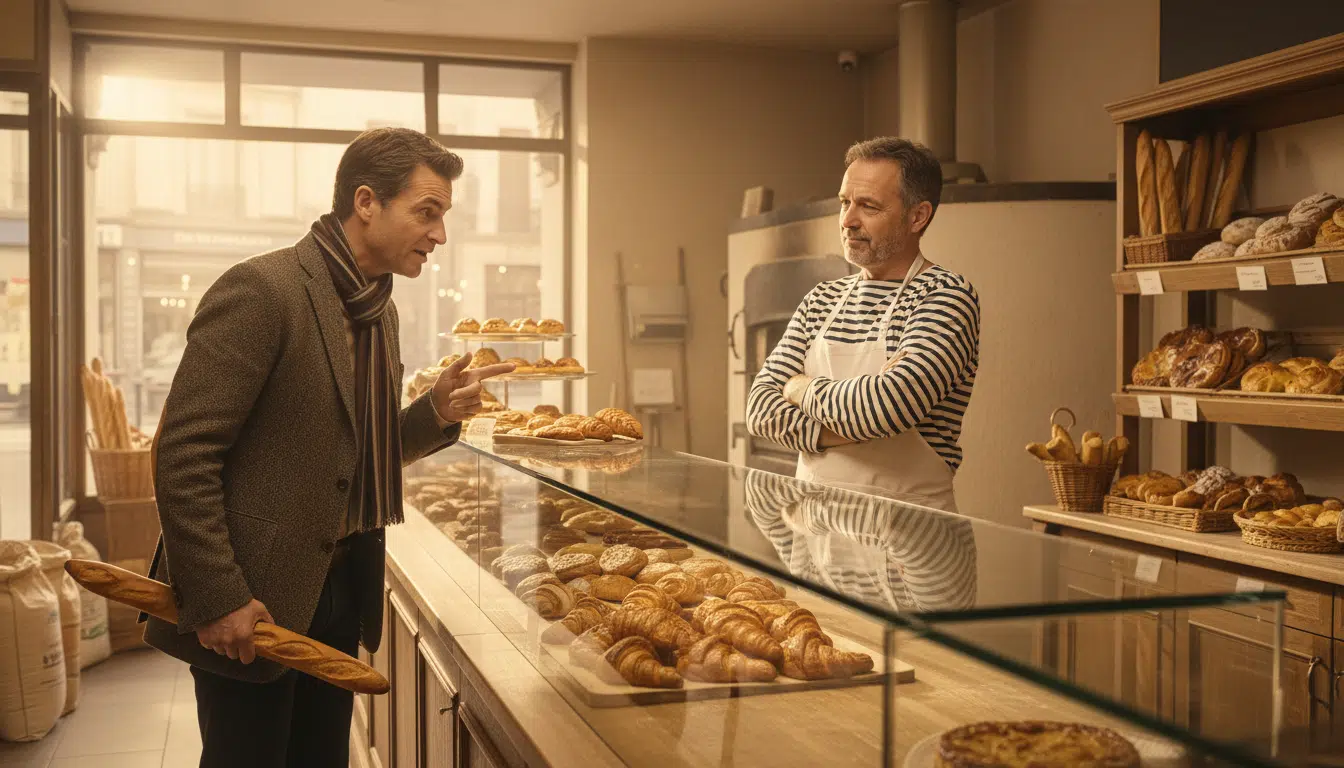 Client commandant un croissant dans une boulangerie artisanale
