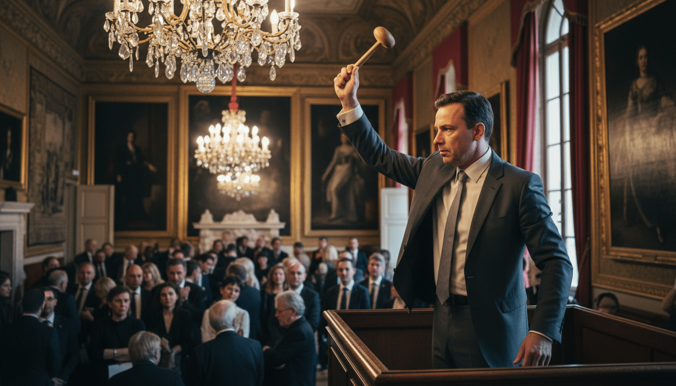 Commissaire-priseur lors d'une vente aux enchères prestigieuse