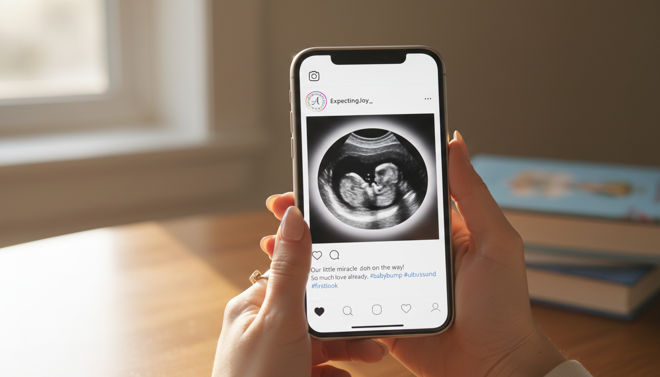 Annonce de grossesse sur Instagram avec échographie