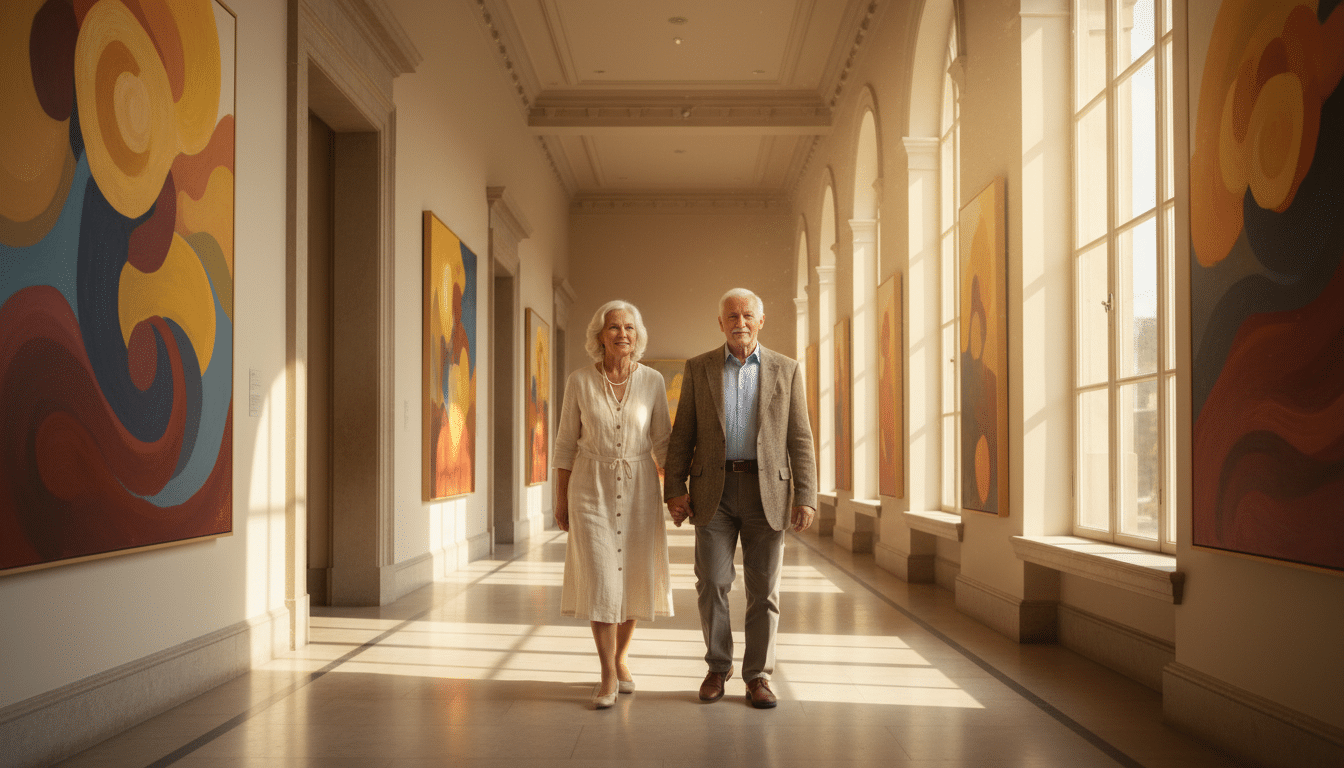 Couple dans un musée soutenant la recherche sur Alzheimer