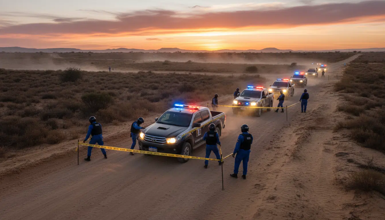 Police bolivienne bouclant le périmètre après la fusillade