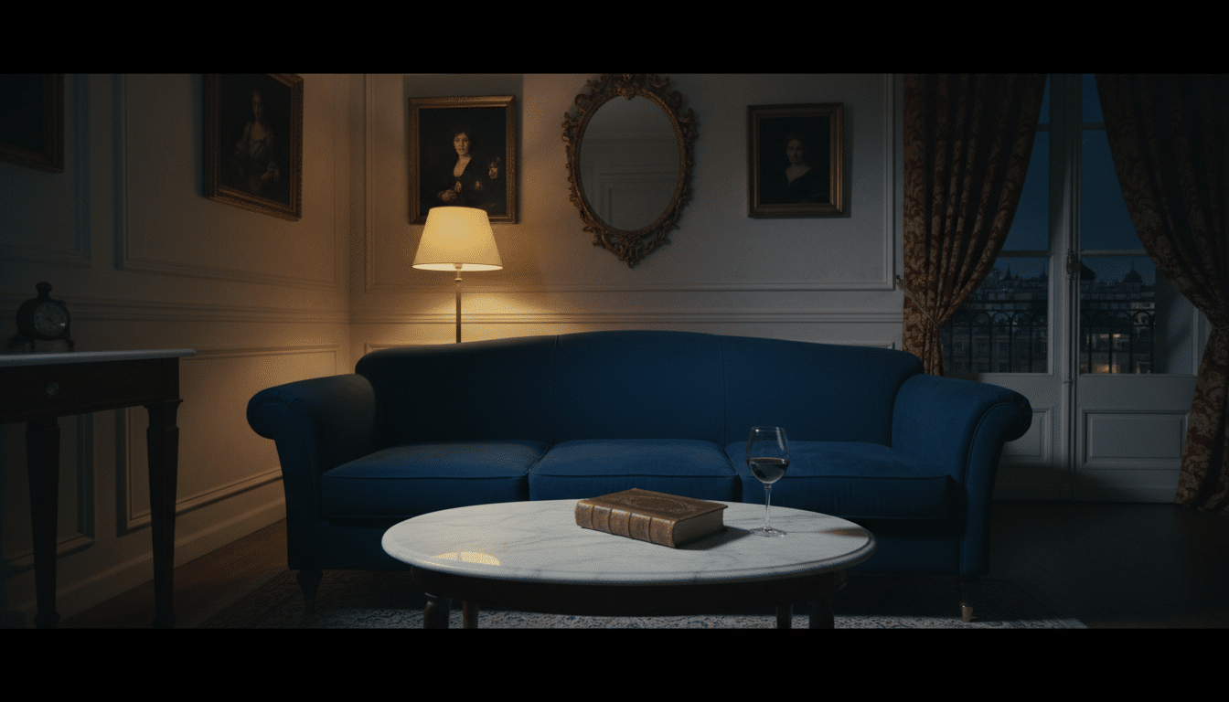 Salon élégant et sombre où Jeanne et Henri complotent leur vengeance contre Dimitri dans Un Si Grand Soleil