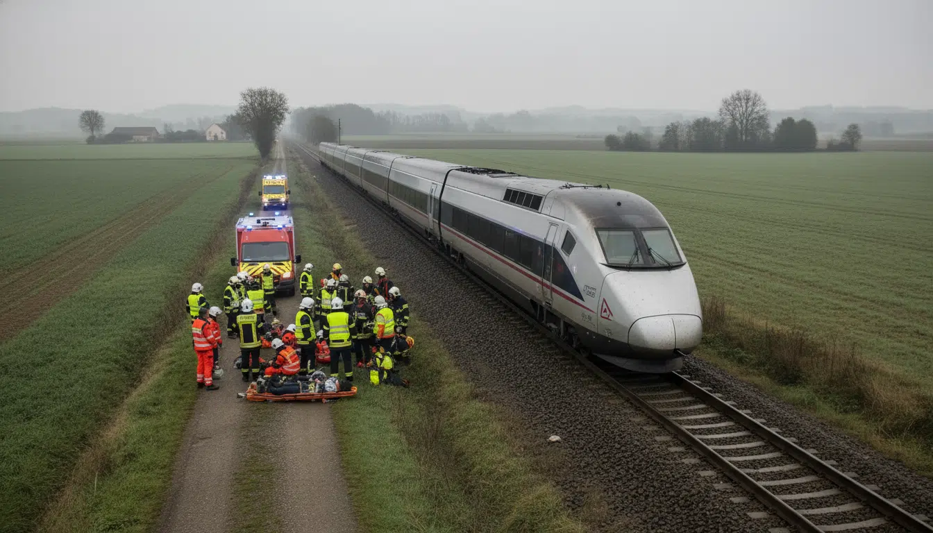 Secours prenant en charge les passagers du TGV accidenté