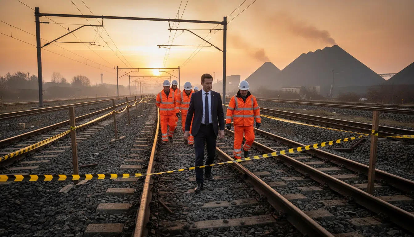 Ministre des Transports et dirigeants SNCF sur les lieux de l'accident