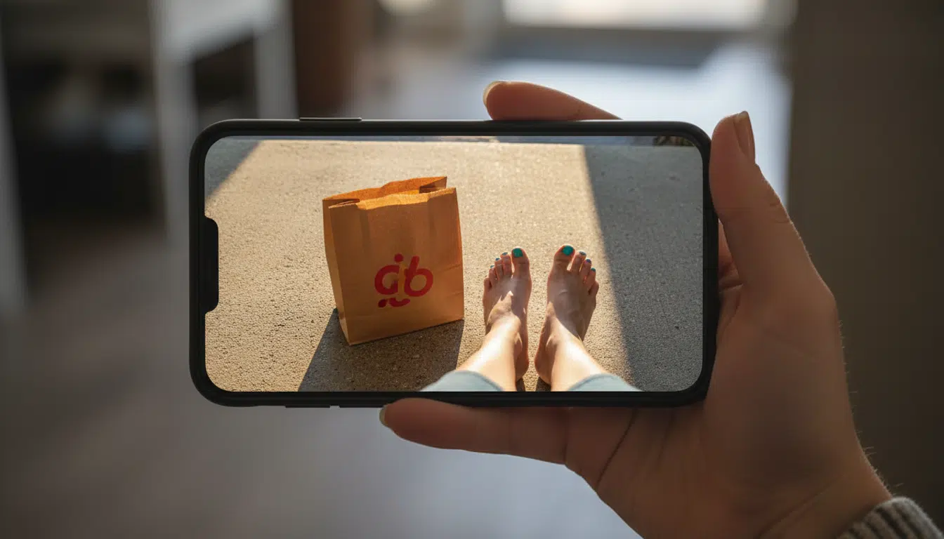 Photo de livraison Uber Eats avec des pieds visibles