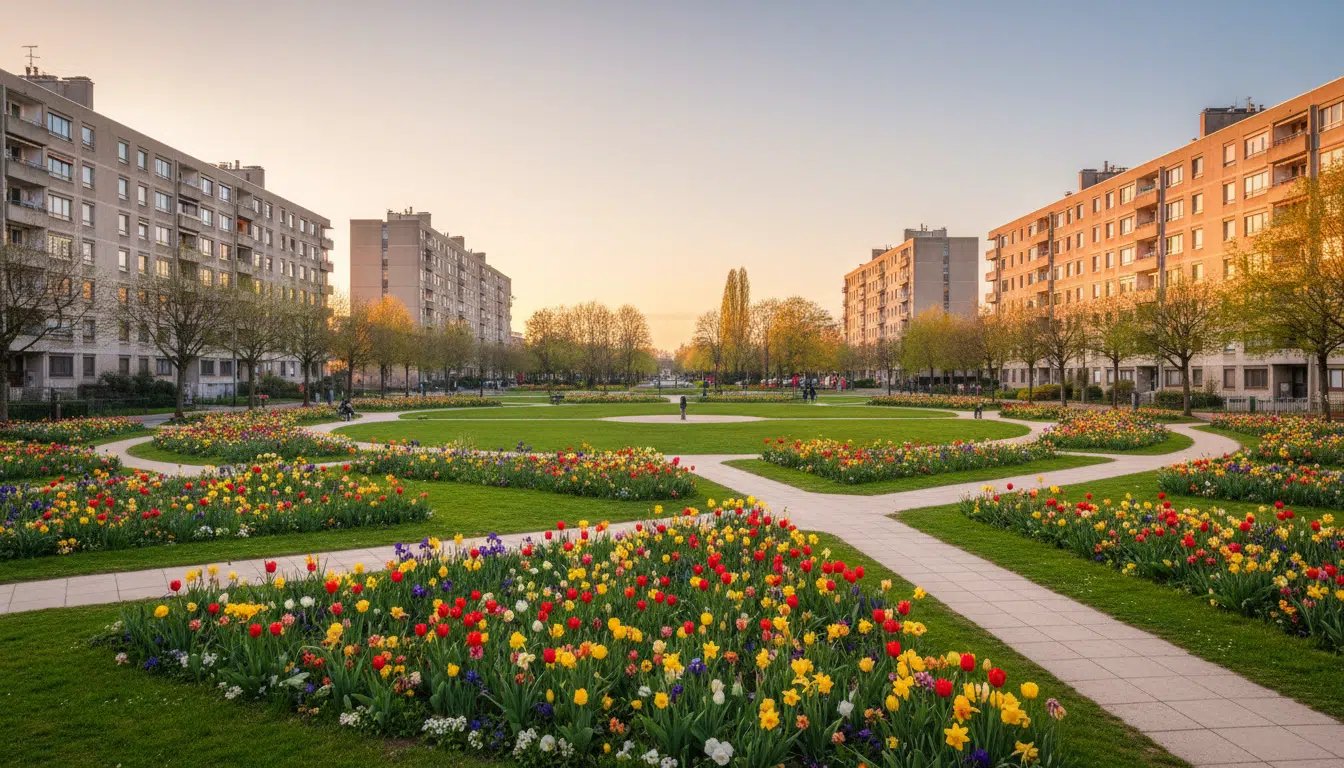 Vue du quartier de Planoise et son parc à Besançon